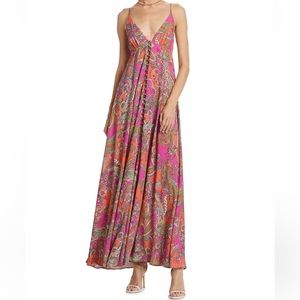 L’AGENCE Stefani Paisley Maxi Dress, sz XS, NWT, Pink